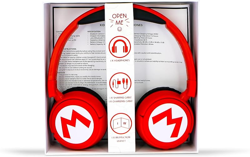 AURICULARES INFANTILES INALÁMBRICOS SUPER MARIO LOGO BLUETOOTH PLEGABLES — foto 8 de 8