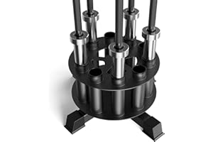 EVERYMATE Vertical Barbell Holder : Rotatable Barbell Holder Floor Stand, Heavy Duty Barbell Rack Stand Fit 2-Inch Olympic Bars, Curl Bars, Triceps Bars Home Gym Organizer Barbell Storage