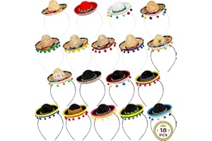 MELISHEER Sombrero Party Hats, Classic Cinco De Mayo Sombrero Headbands, Mexican Party Hat with Headband Fiesta Headbands Party Costume