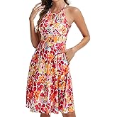 ANYFITTING Built in Bra Halter Dresses for Women 2025 Summer Pockets Dress Flowy Midi Sundresses Beach Vacation