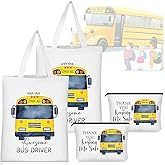 Unittype 4 Pcs School Bus Driver Gifts Including Tote Bag and Women Makeup Bag Bus Driver Appreciation Gifts