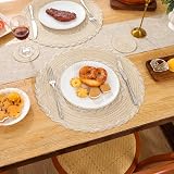 SHACOS Round Placemats Set of 6 38 cm with 6 Coasters 10 cm Cotton Blend view 7