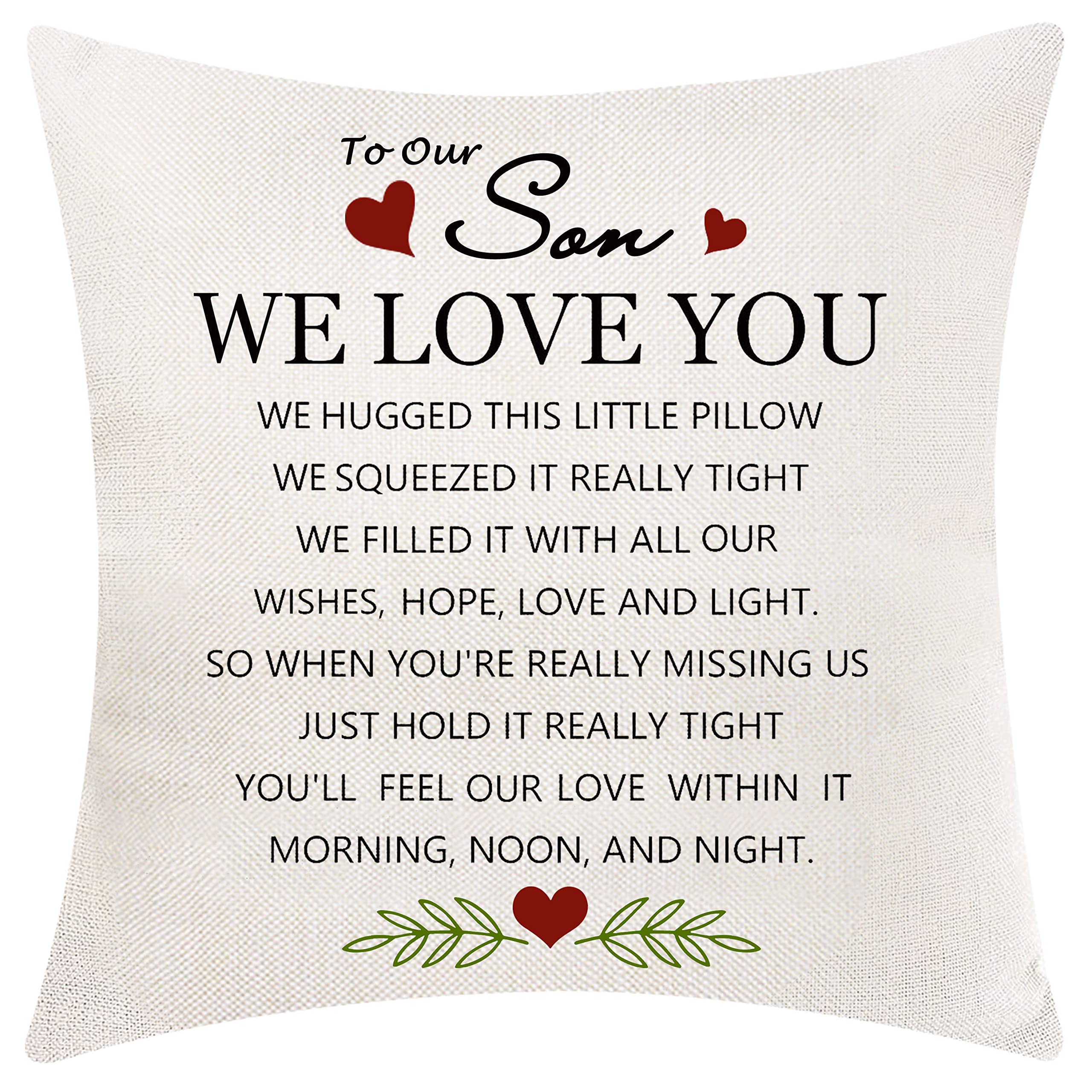 AOCASO Son Cushion Cover Throw Pillow Cover Pillowcase from Mum Dad - Birthday Gifts (Our Son)