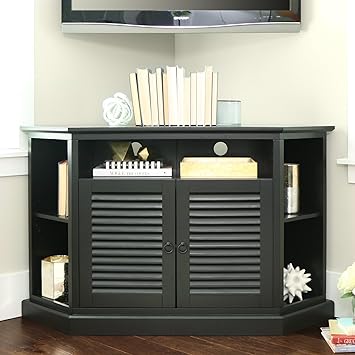We Furniture 52 Wood Corner Tv Stand Console Black Amazon