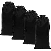 ZENPAC Shoe Dust Bags, Black Duster Flannel Pouch with Drawstring Closure, Washable Breathable Cotton Fabric for Boots, Travel, Luggage, 8x17, 4 Pack