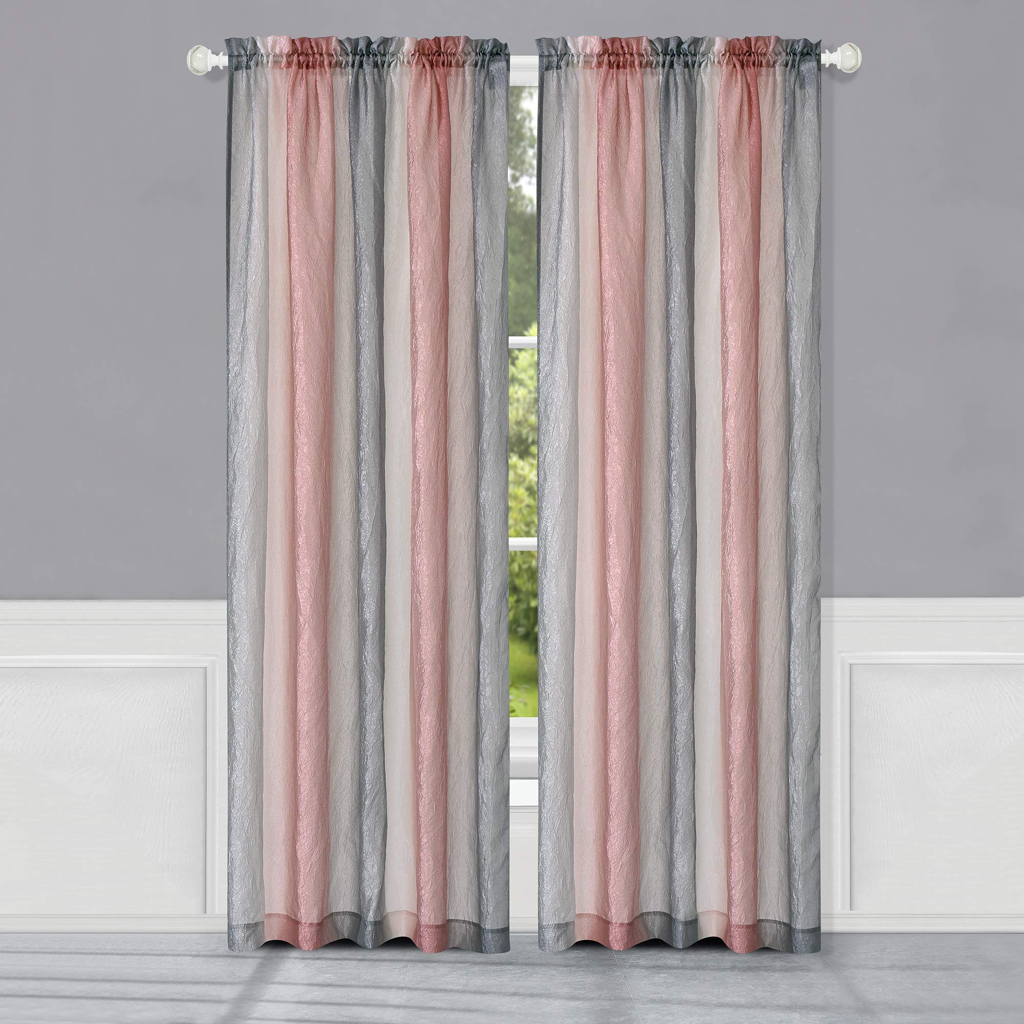 Ombre Panel Room Darkening Window Curtain - 63 Inch Length, 50 Inch Width - Blush- Light Filtering Soft Polyester Drapes for Bedroom Living & Dining Room by Achim Home Decor