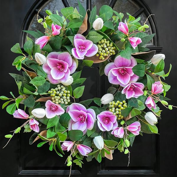 SPRING WREATHS FOR FRONT DOOR OUTSIDE– 24 INCH...