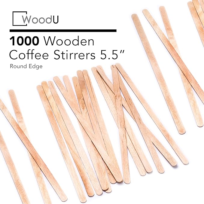 Coffee Stir Sticks (5.5” 1000 pcs) Round End, Eco Friendly Coffee