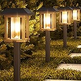 XMCOSY+ Solar Pathway Lights Outdoor, 25 LM LED Garden Lights with Seed Glass, 2-Tone/Colour, Waterproof Solar Powered Decora