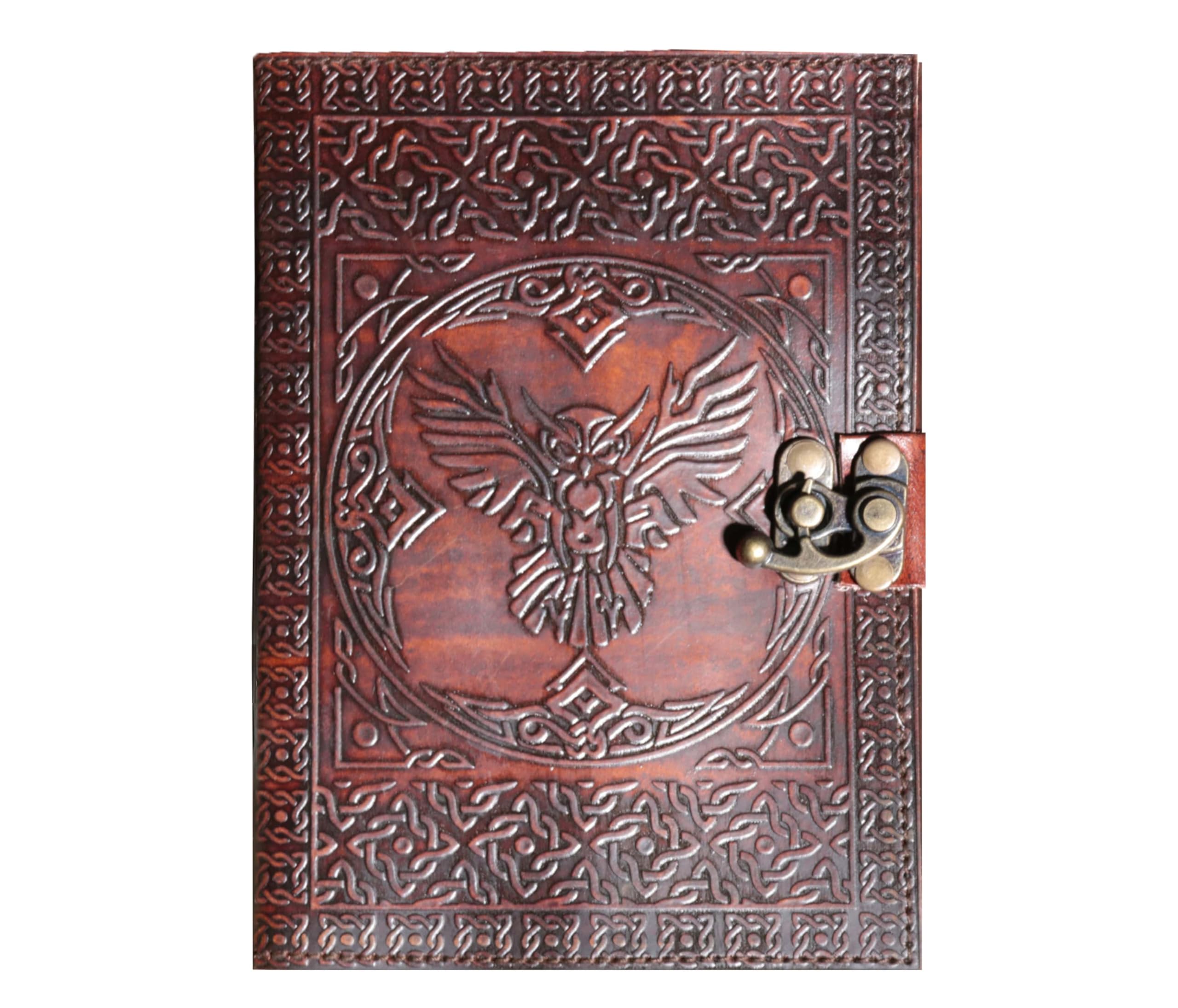 HG-LTHR Wise Owl Leather Blank grimoire leather journal book of shadows spell book leather diary journal notebook sketchbook for artists
