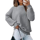 Dokotoo Women's Casual Long Sleeve Sweaters Loose Crewneck Cable Knit Pullover Sweater Jumper Tops