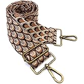 VersaKits Brown Gold Thread Peacock Purse Strap with Bronze Hardware 2 Inch Wide Replacement Crossbody Guitar Style Shoulder Strap for Handbags Totes