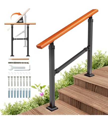 3 Step Handrails For Outdoor Steps, Fit 2 Or 3 Steps Outdoor Stair Railing Concrete Steps White Wrought Iron Railing Exterior Hand Railing Steps Adjustable M