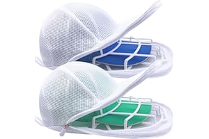MCHKJ Hat Washer Cage for Washing Machine, Cap Washer with Mesh Bags, Hat Washer for Baseball Caps, Hat Cleaner/Cleaning Protector Cage (White - 2 Pack)