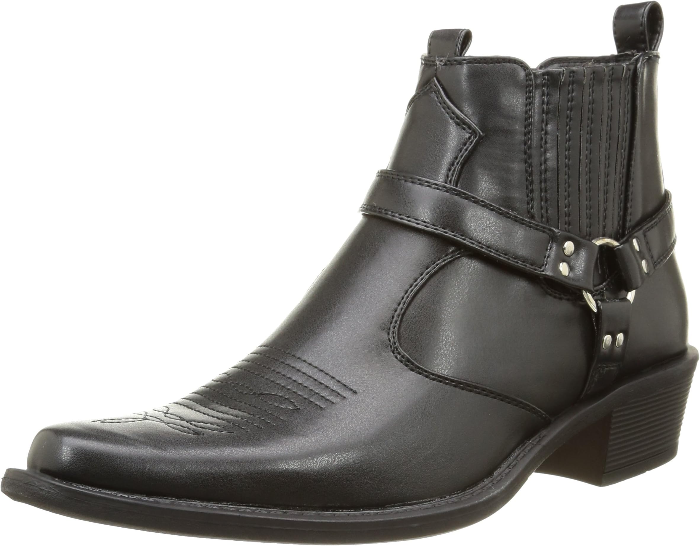 US Brass EASTWOOD Mens Cuban Heel Ankle Western Leather Look Cowboy Boots