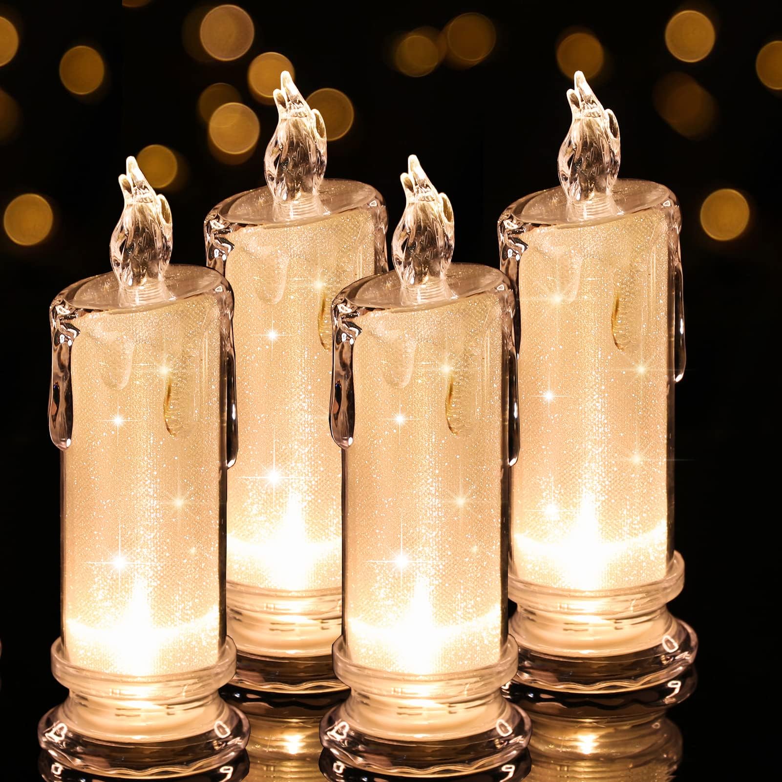 Photo 1 of HAIDOLIANG 4PCS White LED Candles (D:2.5" x H:7"),Flameless Pillar Candle,Battery Operated Candles/Fake Candle, Velas Artificiales para Decoracion for Valentine Wedding Ramadan Christmas Decorations
