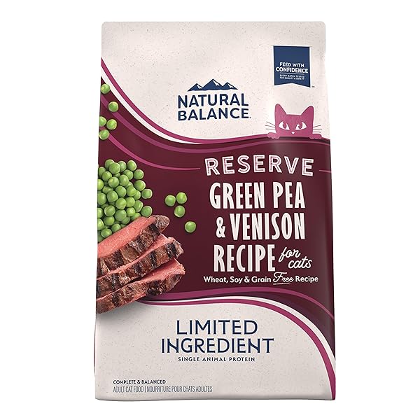NATURAL BALANCE LIMITED INGREDIENT ADULT GRAIN FREE DRY CAT FOOD, RESERVE GREEN PEA & VENISON RECIPE, 4 POUND (PACK OF 1)