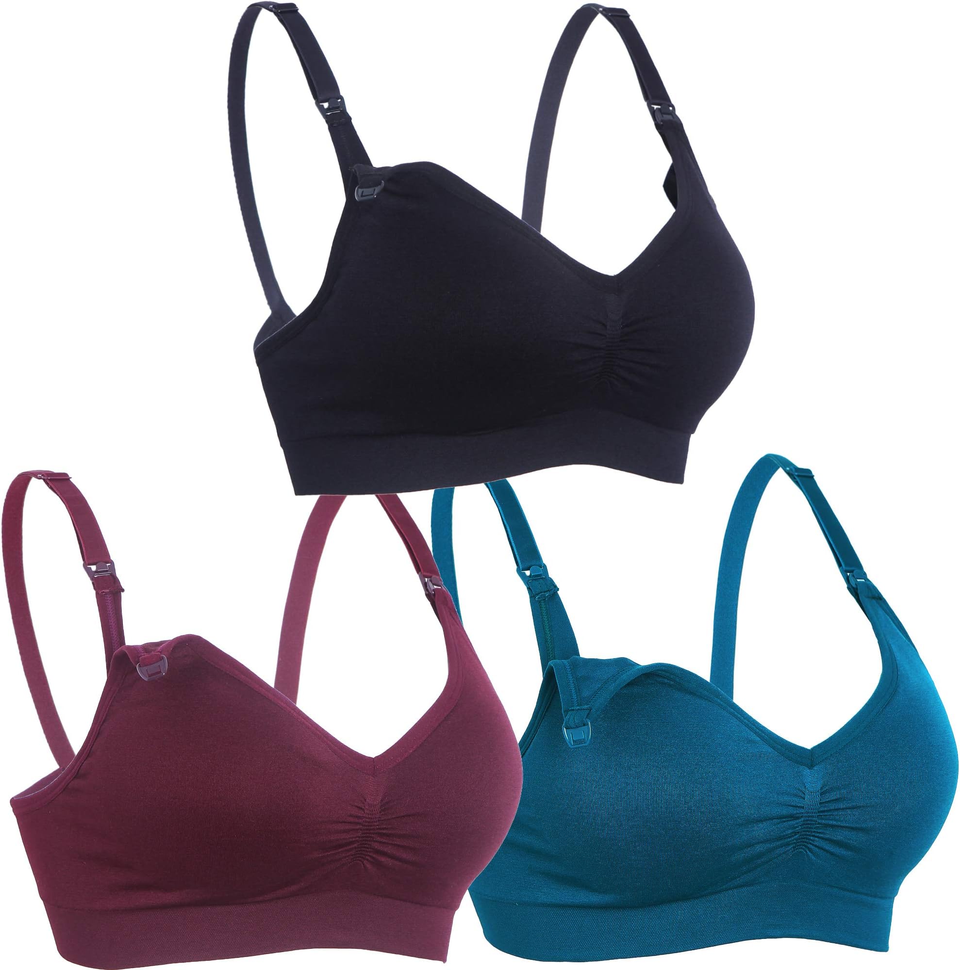 BAOMOSI Womens Nursing Bra Breastfeeding Seamless Clip Down Push Up Padded Maternity Bras 3-Pack
