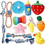Toozey Puppy Toys for Teething Small Dogs, 12 Pack Cute Small Dog Toys, Stuffed Plush Squeaky Dog Toys Small Dogs, 100% Natur