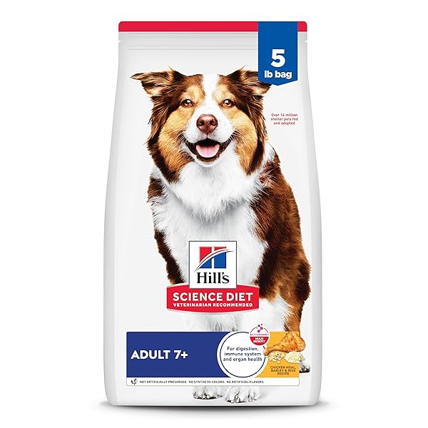 HILL’S SCIENCE DIET ADULT 7+, SENIOR ADULT 7+ PREMIUM NUTRITION, DRY DOG FOOD, CHICKEN, BROWN RICE, & BARLEY, 5 LB BAG