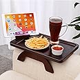 SINWANT Couch Arm Tray, Sofa Arm Tray with 360° Rotating Phone Holder,Couch Arm Table,Sofa Armrest Tray for Eating,Drinks,Snacks, Remote Control