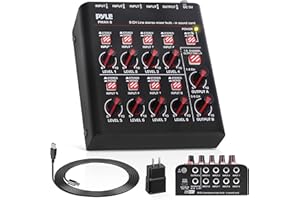 Pyle 8-Channel Wireless BT Streaming Mini Line Mixer with USB Audio Interface - 8 Mono/Stereo Switching Inputs | Ultra-low Noise Design with High Headroom | Built-in USB Sound Card - PMAX8