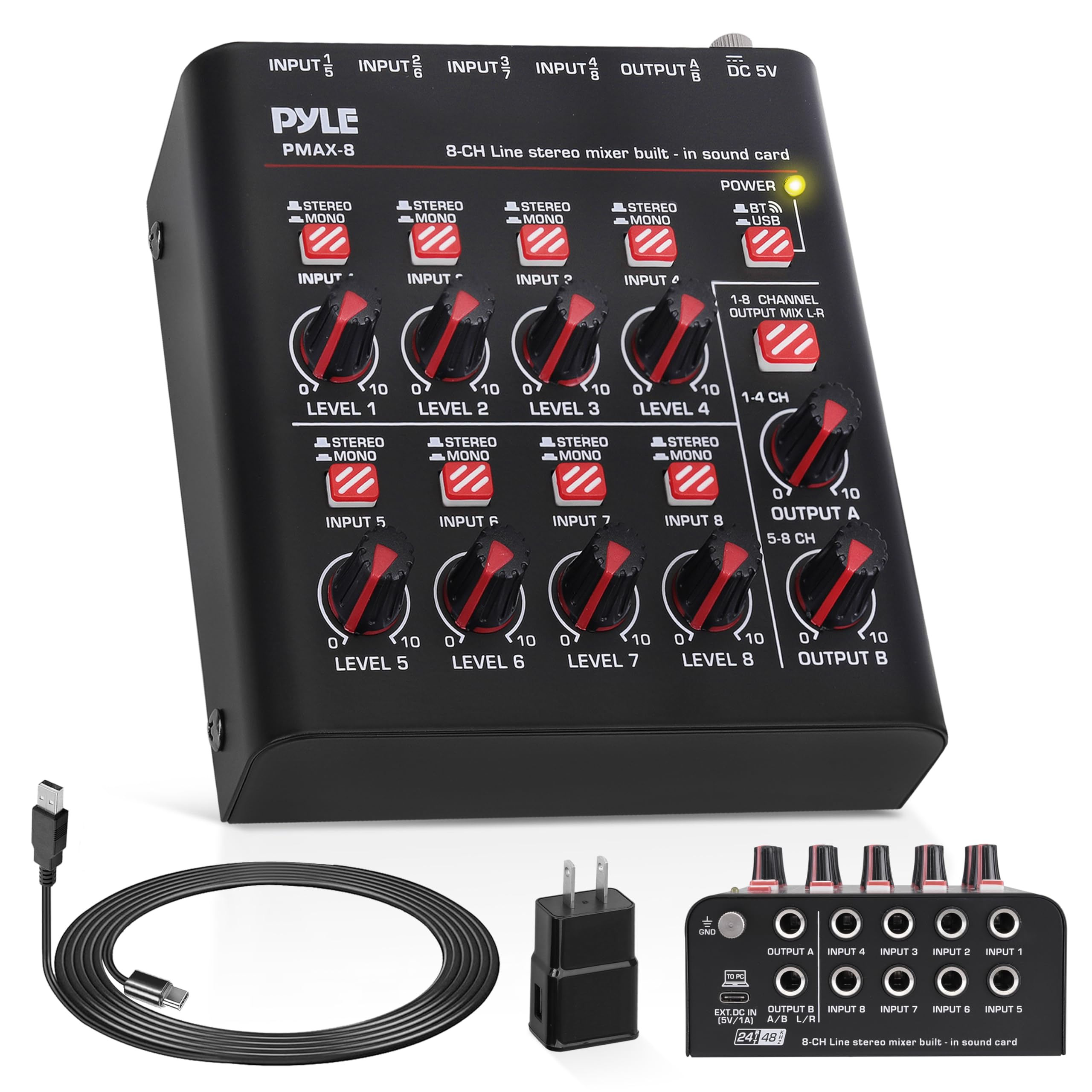 Pyle 8-Channel Wireless BT Streaming Mini Line