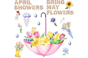 Glenmal Spring Bulletin Board Decorations Flower Cutouts April Showers Bring May Flowers Spring Classroom Decorations Wall Cutouts Hello Spring Cutouts for Home Party Chalkboard Decorations