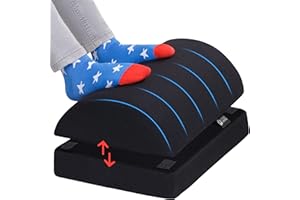 5 STARS UNITED Foot Rest for Under Desk at Work – Adjustable Foam Footrest for Office & Home – Ergonomic Foot Stool for Gaming & Computer Chair – Cushion for Back & Leg Pain Relief - Black Mesh