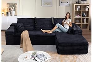 ODUWA 107" Cloud Sectional Couch with L-Shape Chaise, Modern Cloud Couch with Deep Seat, Modular Sectional Couches for Living Room, Apartment, Office, No Assembly Required