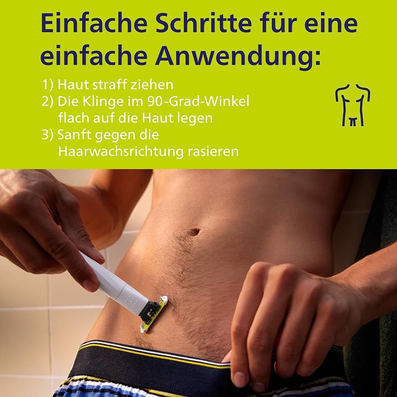 OneBlade Intimate, Intimrasur, Trimmen & Rasieren mit extra Hautschutz, Für eine gründliche und angenehme Rasur – ohne komplett glatt zu rasieren, Modell QP1924/30