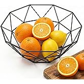 DecruKaltiz Geometric Metal Fruit Basket - Modern Wire Bowl for Kitchen Countertop Storage Breads,Vegetables,Snacks