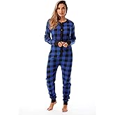 #followme Womens Henley Thermal Onesie Buffalo Plaid and Tie Dye