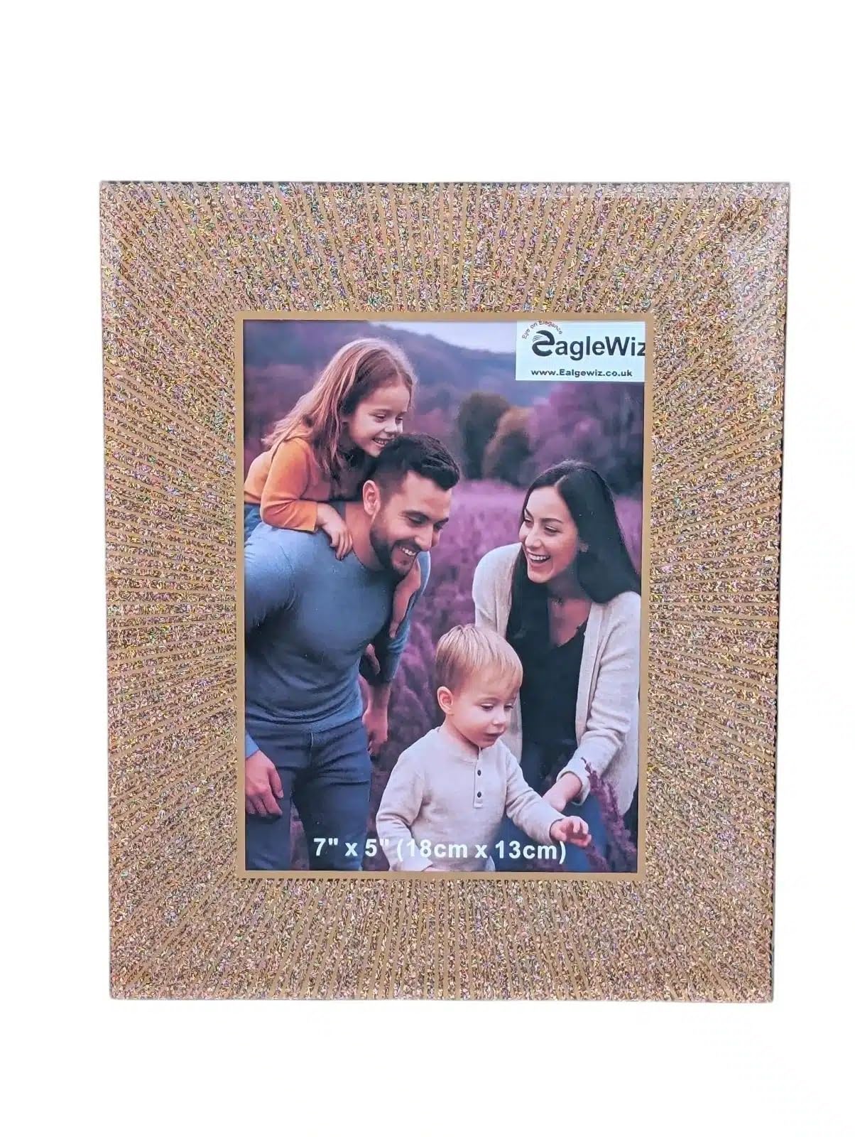 EagleWiz Rose Gold Glittering Mirror GLASS PHOTO FRAME Sparkle RoseLust Picture Frame home Decor Room Decor Gift Freestanding and Wall Hanging (Picture 7 x 5 inches)