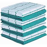 AMOUR INFINI Cotton Kitchen Dish Cloths Set of 8 – Highly Absorbent, Super Soft Premium Terry Cleaning Cloth (12"x12" Inch) Premium Dishcloths for Washing Dishes (Turquoise)