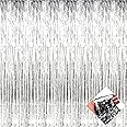 Silver Foil Fringe Curtain - 3' X 8' Metallic Tinsel Party Backdrop
