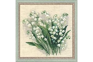 RIOLIS - Lilly of The Valley 1497, Floral Cross Stitch Kits 7,87" x7,87, Cross Stitch for Beginners & Advanced, Crossstitch for Adults, Counted Stitching Kits, Flowers Embroidery Kit