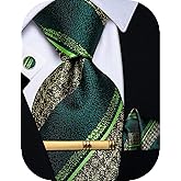 YourTies Silk Ties for Men Paisley Floral Striped Necktie and Pocket Square Cufflinks Tie Clip Set 4PC