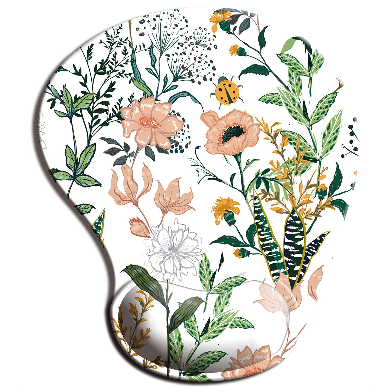 ITNRSIIET Mouse Pad, Ergonomic Mouse Pad with Gel Wrist Rest Support, Gaming Mousepad with Lycra Cloth, Non-Slip PU Base for Gaming Computer, Laptop, Home, Office & Travel, Floral