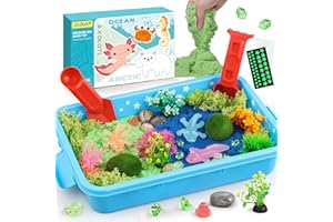 Kaelinda Axolotl Sensory Bin for Kids - Axolotl Toys Sand Sensory Bin with Lid, Art and Craft Axolotl Gifts Sensory Bin Sand for Kids Boys Girls 3-4 5-8 8-12 Birthday Christmas Gifts