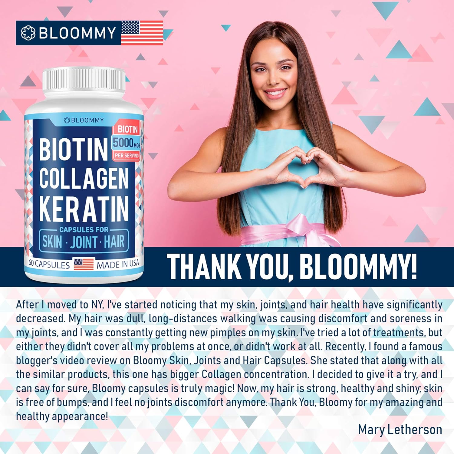 Biotin, Collagen & Keratin Capsules - Joints, Skin & Hair Natural Vitamins - Made in USA - Biotin & Collagen Supplements for Women - Collagen Pills for Hair Care - Collagen Peptides Pills - 60 caps: Health & Personal Care