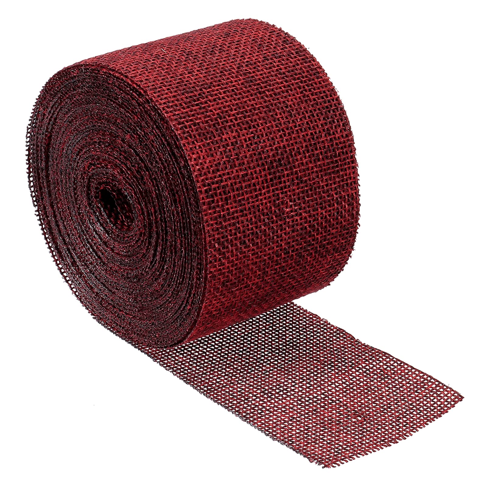 PATIKIL 2 Inch Wide 11 Yards Burlap Fabric Ribbon, Jute Crafts Roll Wrapping for Party Home DIY Wrapping Decoration Wine Red