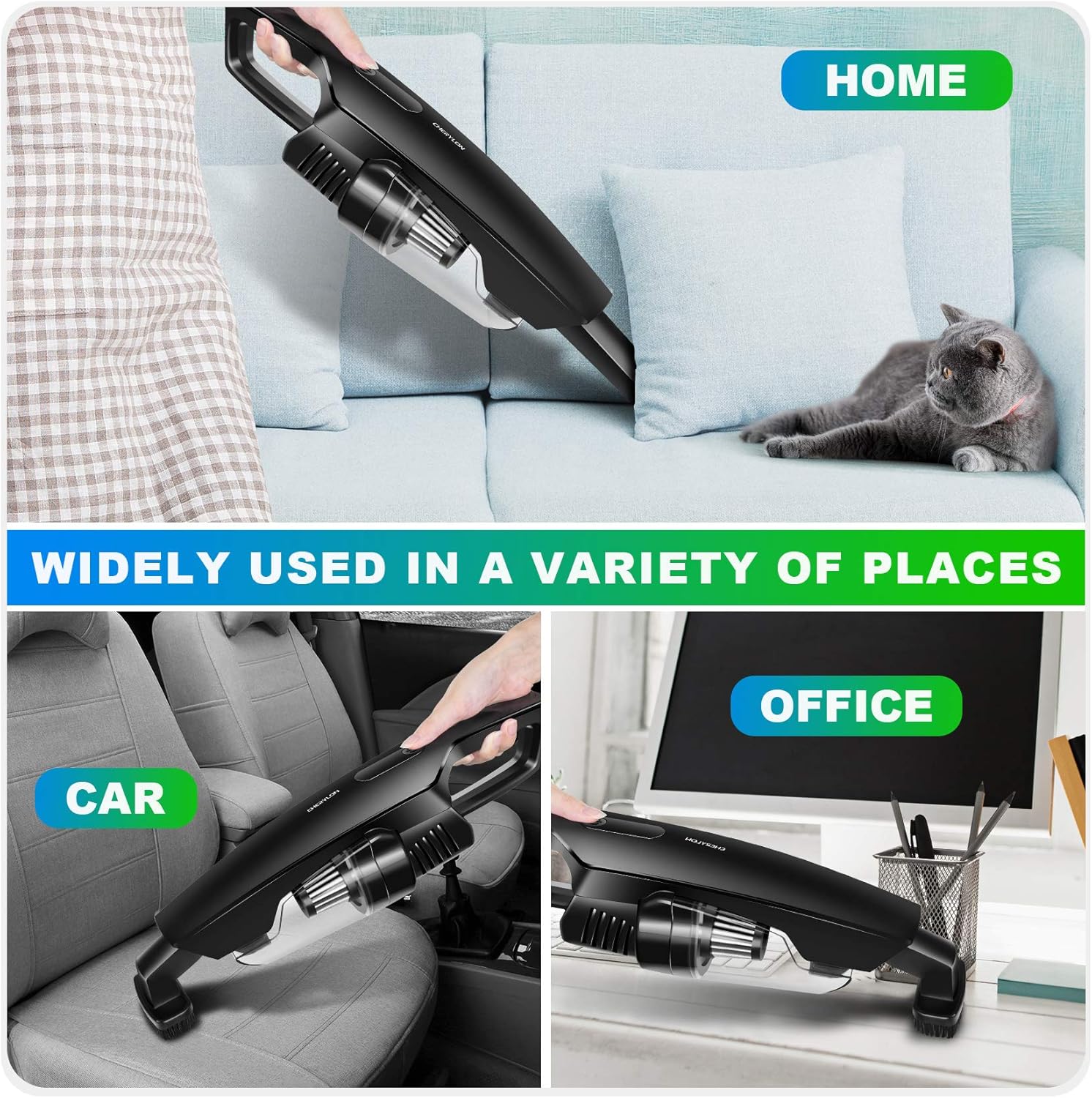 Handheld Vacuum Cordless, CHERYLON Portable Vacuum with 150W High Power and 8000Pa, Mini Car/Home Vacuum Cleaner Powered by Lithium Ion Cordless Hand Vacuum -