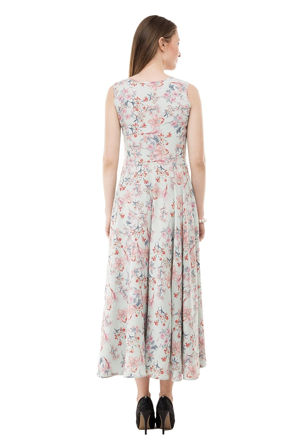 karmic vision women's multi-coloured fit & flare maxi dress