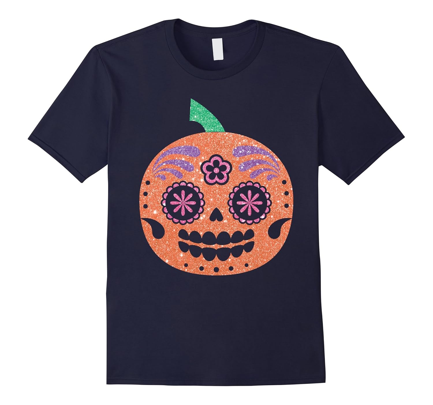 Sugar Skull Bling Pumpkin Shirt - Day of the Dead T-Shirt-ANZ