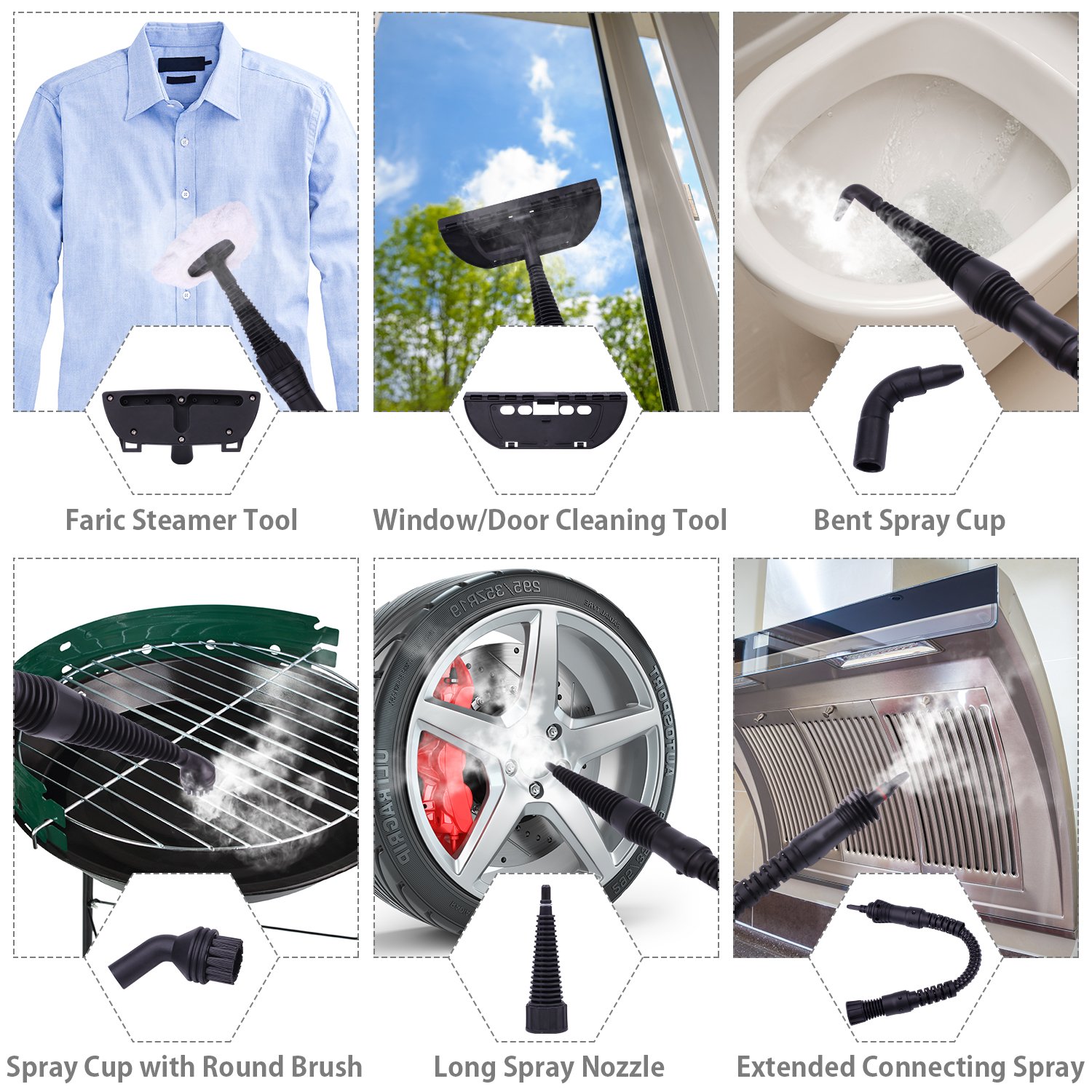 MLMLANT Handheld Pressurized Steam Cleaner with 11Piece Accessory Set