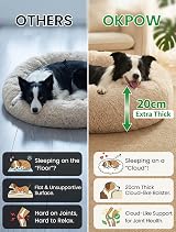 OKPOW Donut Dog Bed Calming Large Washable Plush Round Bed 70cm view 3