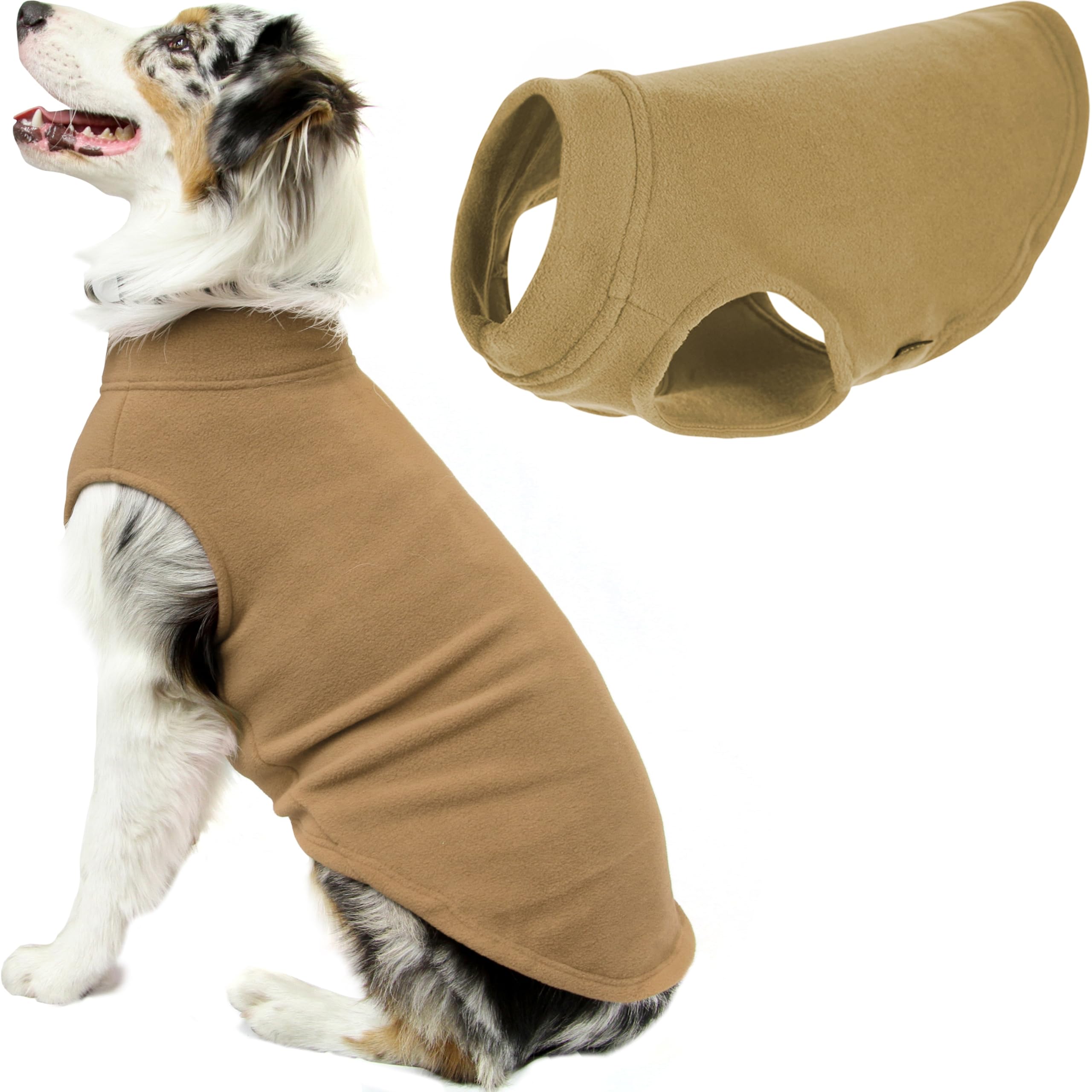 Gooby Stretch Fleece Pull Over Cold Weather Dog Vest, 5X-Large, Sand