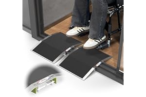 Nuvium 2pc×12"L×1.6"H Bridge Threshold Ramps for Doorways, Fits 2.8–5.1" Wide Thresholds with Adjustable Support Bars,Non-Slip Aluminum Wheelchair Ramps for Home Steps,Sliding Door Ramp for Wheelchair