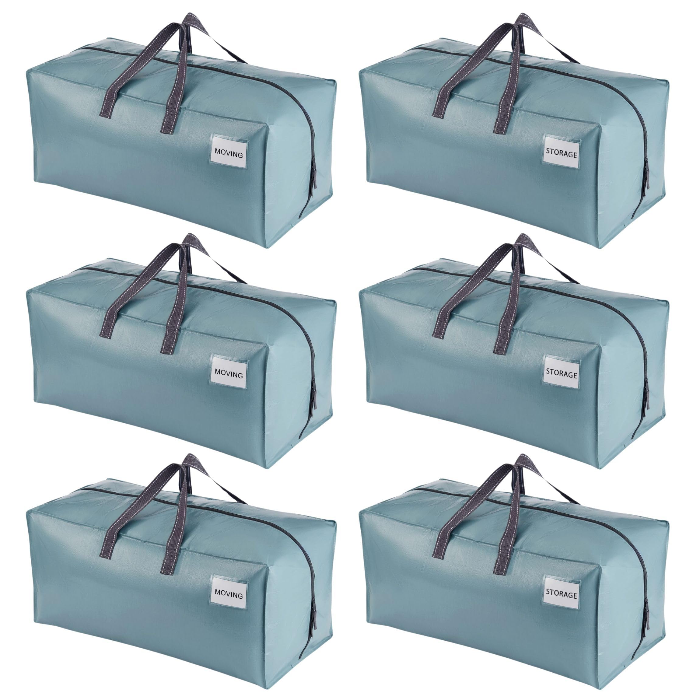 VENO 6 Pack Heavy-Duty Extra Large Moving Bags W/Backpack Straps, Moving House Essentials, Clothes Storage, Packing, Laundry Bags, Reusable and Sustainable (Light Blue, 6 Pack)